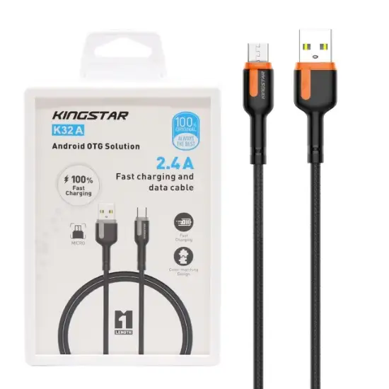 تصویر کابل تبدیل USB به microUSB کینگ استار مدل K32A طول 1 متر