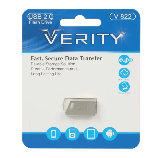 تصویر فلش مموری وریتی مدل V822 USB2.0 ظرفیت 64 گیگابایت