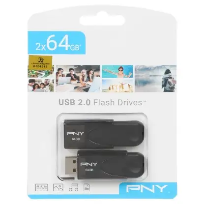 تصویر فلش مموری پی ان وای مدل ATT4×2 USB2.0 ظرفیت 64 گیگابایت