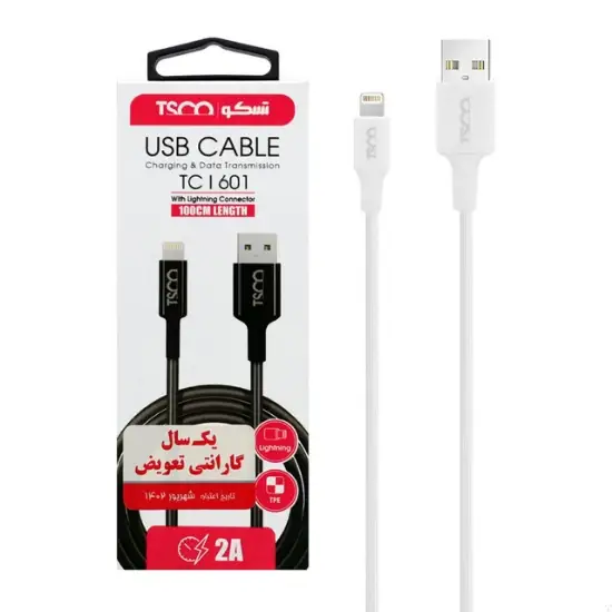 تصویر کابل تبدیل USB به لایتنینگ تسکو مدل TC i601 طول 1 متر