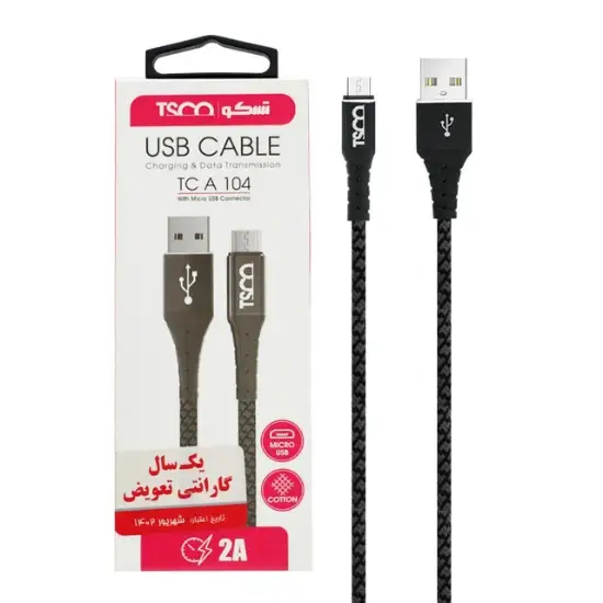 تصویر کابل تبدیل USB به Micro-USB تسکو مدل TC A104 طول 1 متر