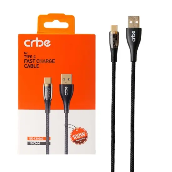 تصویر کابل تبدیل USB به USB-C کربی مدل BE-C102AC 100W طول 1.2 متر