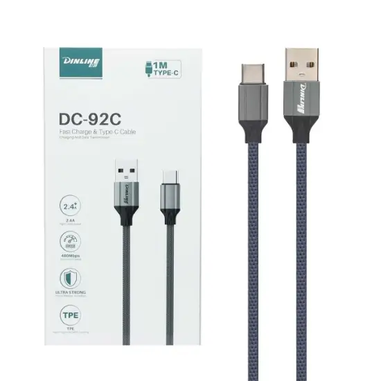 تصویر کابل تبدیل USB به USB-C دینلاین مدل DC-92C طول 1 متر