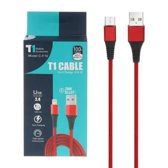 تصویر کابل تبدیل USB به microUSB تی وان مدل CF10 طول 1.2 متر