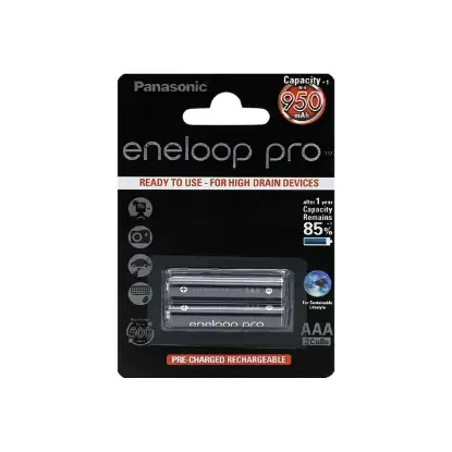 تصویر باتری نیم قلم قابل شارژ پاناسونیک مدل eneloop pro ظرفیت 950 میلی آمپر بسته 2 عددی