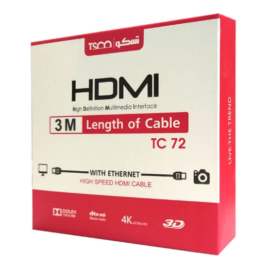 تصویر کابل HDMI تسکو ورژن 1.4مدل TC 72 به طول 3 متر