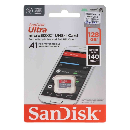 تصویر کارت حافظه Ultra microSDXC سن دیسک مدل UHS-I Full HD ظرفیت 128 گیگابایت