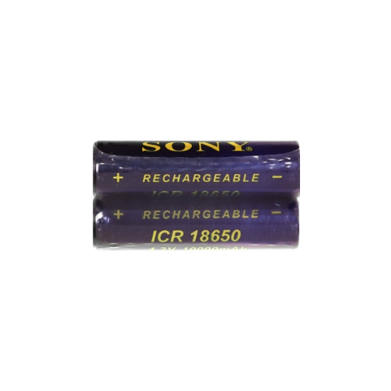 تصویر باتری سرتخت قابل شارژ سونی ICR 18650 با ظرفیت 10000mah بسته 2 عددی