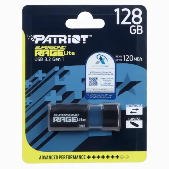 تصویر فلش مموری پتریوت مدل RAGE Lite USB3.2 ظرفیت 128 گیگابایت