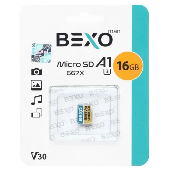 تصویر کارت حافظه microSDHC بکسو مدل 667X استاندارد UHS-I U3 کلاس 10 سرعت (100MB/s) ظرفیت 16 گیگابایت