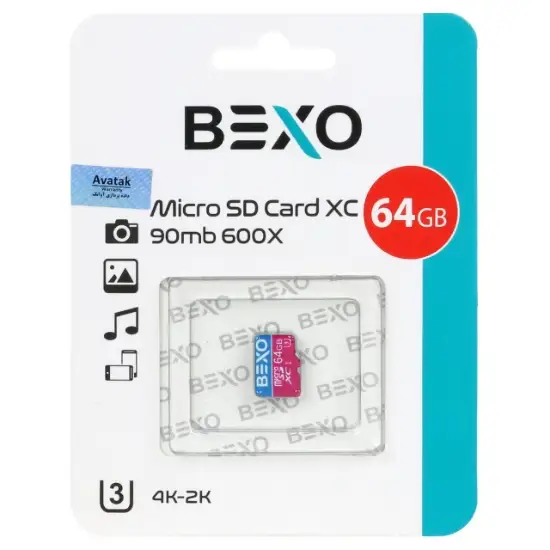 تصویر کارت حافظه microSDHC بکسو مدل 600X کلاس 10 استاندارد UHS-I U3 سرعت (90MB/s) ظرفیت 64 گیگابایت