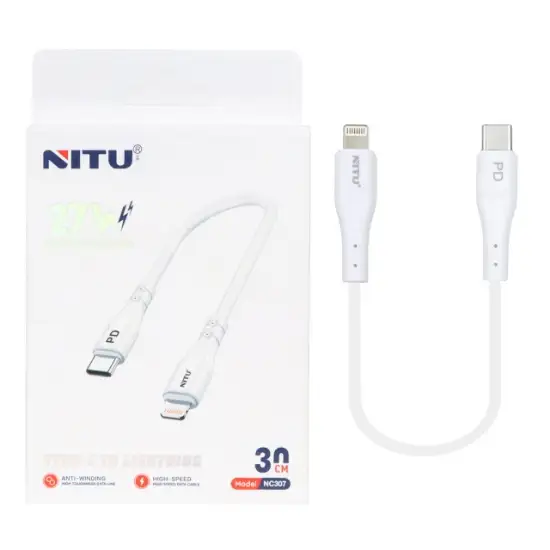 تصویر کابل تبدیل پاوربانک فست USB-C به لایتنینگ نیتو مدل NC307