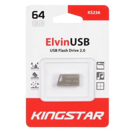 تصویر فلش مموری کینگ استار مدل Elvin KS236 USB2.0 ظرفیت 64 گیگابایت