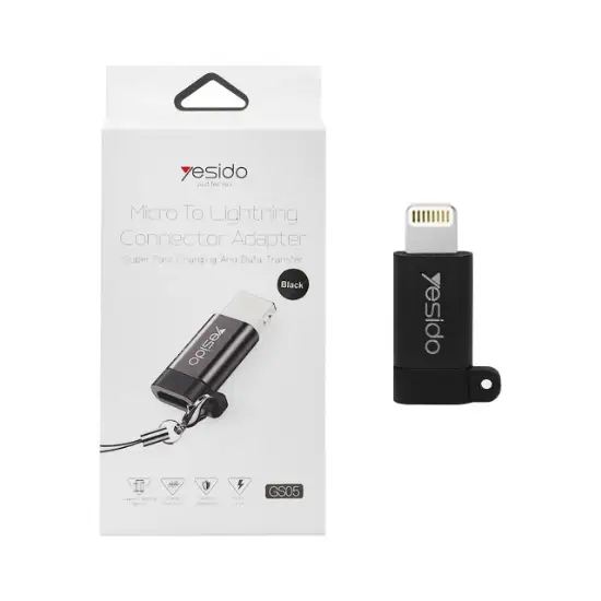 تصویر تبدیل microUSB به لایتنینگ یسیدو مدل GS05